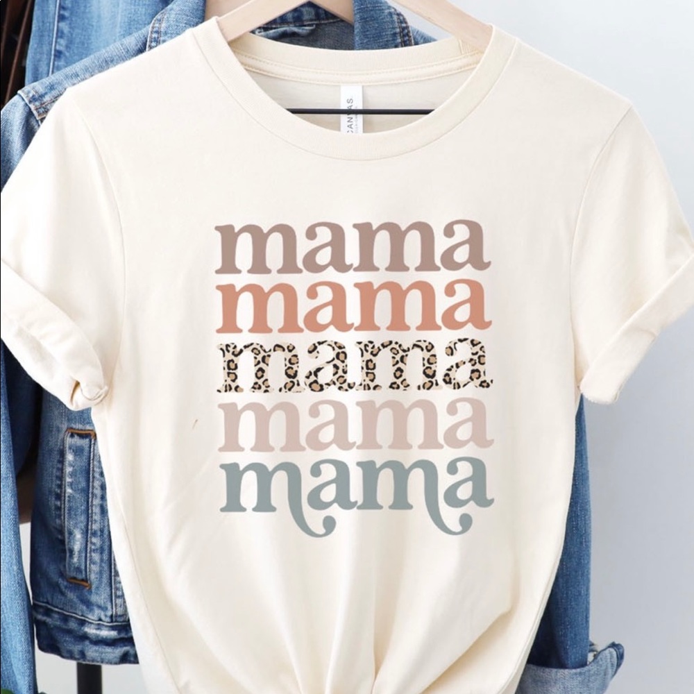 Mama | Graphic T-Shirt | Boho | Gift | Leopard Style  Shirt Cream NWT